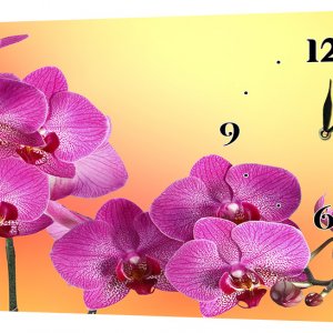 Настенные часы Декор Карпаты 53х29 Фиолетовые Орхидеи (53х29-c23) (код 53х29-c23)