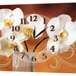 Настенные часы Декор Карпаты 24х44 Белые Орхидеи (24х44-ch100)