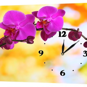Настенные часы на ткане Декор Карпаты 24х44 Орхидеи (24х44-c32)