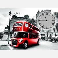 Часы-картина "Лондонский красный автобус" (код ч68x48-119)
