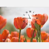Часы-картина "Красные тюльпаны"