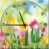 Настенные часы с картиной "Тюльпаны"
