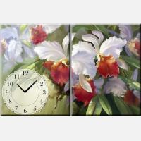 Модульна картина-годинник "Садові іриси"