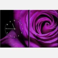 Модульная картина с часами "Роза"