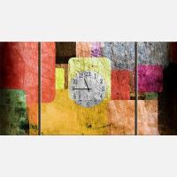 Модульная картина-часы "Разноцветные квадраты" (код chp-34)